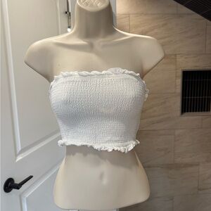 Forever 21 White Ruffled tube Top